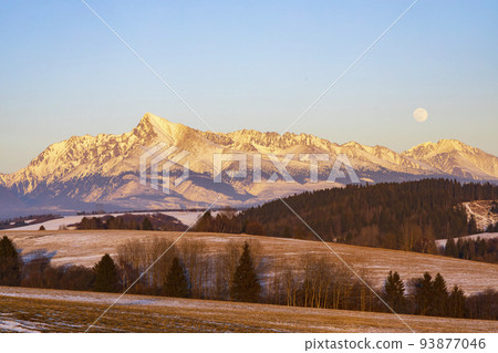 Krivan mountain during sunset in High Tatras, Slovakia 93877046