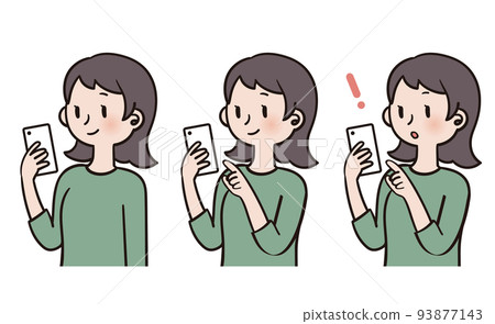 A woman who operates a smartphone / set A woman who operates a smartphone / set 93877143