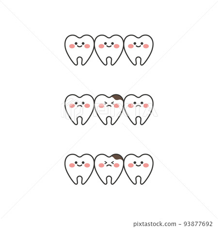 Illustration set of cute tooth characters 93877692