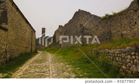 Exterior view to ruined Xhamia e Kuqe aka Red Mosque at Berat fortress, Berat, Albania 93877907