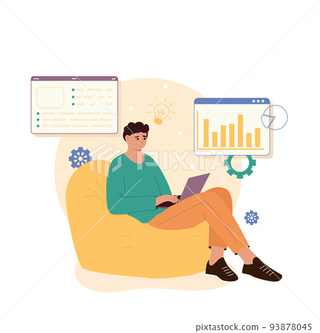 Content management system concept design or CMS concept design. Software development. Website architecture. Flat vector illustration 93878045