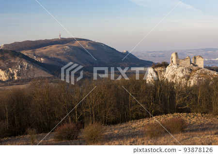 Sirotci hradek ruins and Devicky ruins on Palava region, South Moravia, Czech Republic 93878126