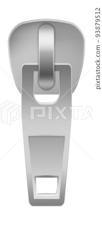Zip slider. Metal clothes fashion realistic fastener 93879512