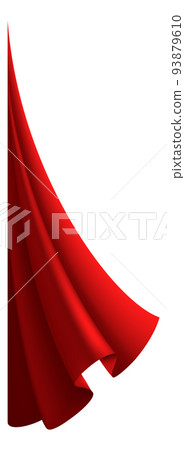 Flying cloth. Waving red drapery. Realistic wind blowing textile Flying cloth. Waving red drapery. Realistic wind blowing textile 93879610