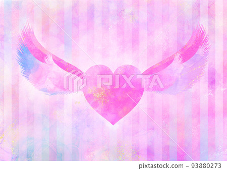 Striped background and pink heart wings Striped background and pink heart wings 93880273