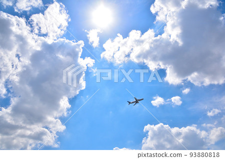 天空 太陽 雲 飛機 93880818