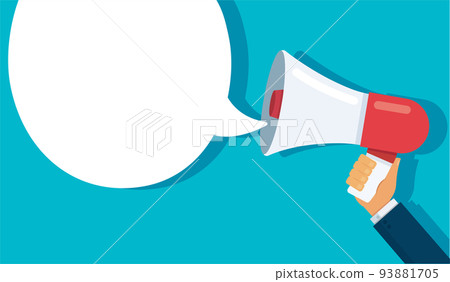megaphone with copy space on blue background. media marketing vector illustration megaphone with copy space on blue background. media marketing vector illustration 93881705