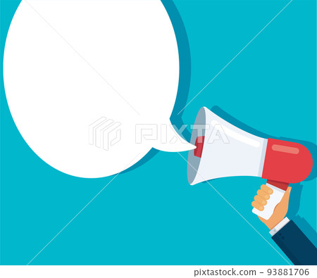 megaphone with copy space on blue background. media marketing vector illustration megaphone with copy space on blue background. media marketing vector illustration 93881706