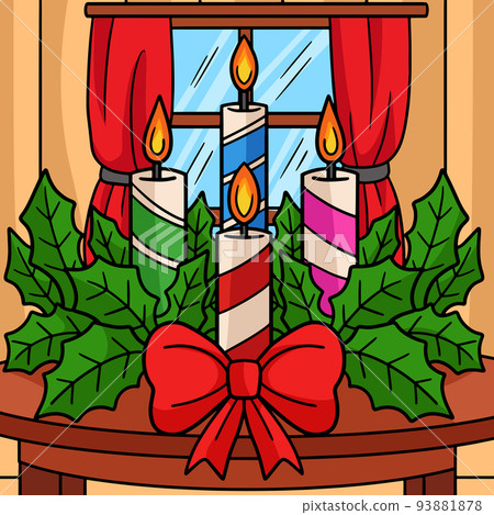 Christmas Candle Colored Cartoon Illustration 93881878