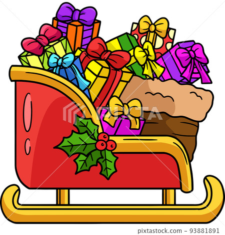 Christmas Sleigh Cartoon Colored Clipart  93881891