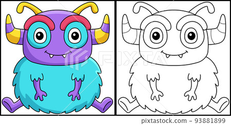 Sitting Monster Coloring Page Illustration Sitting Monster Coloring Page Illustration 93881899