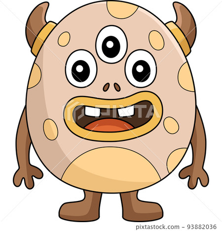 Three Eyed Monster Egg Cartoon Colored Clipart  93882036