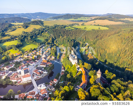 Rozmberk Castle and Vltava River from above Rozmberk Castle and Vltava River from above 93883626