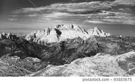 Panorama of Marmolada mountain with glacier 93883675