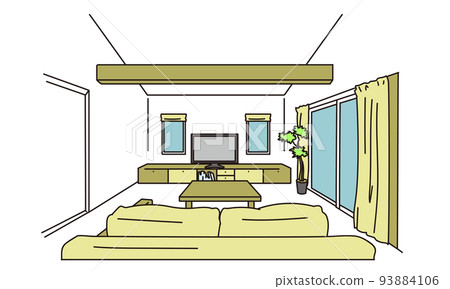 simple line drawing living room simple line drawing living room 93884106