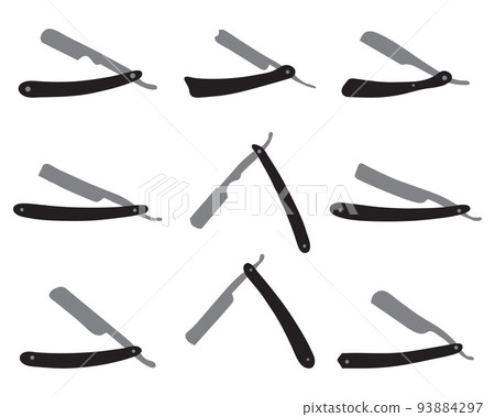 Silhouettes of razors on a white background Silhouettes of razors on a white background 93884297