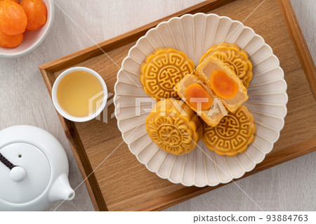 中秋節 月餅 節日 頂視 Mid-Autumn Festival Moon cake げっぺい 93884763