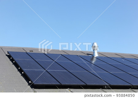 Solar panels on a roof Solar panels on a roof 93884850