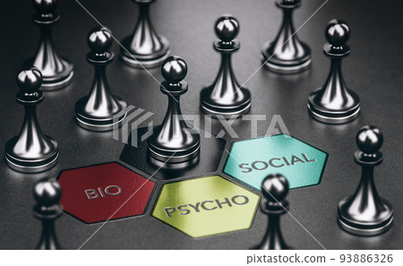 Biopsychosocial model. Mental health approach. Psychology concept. Biopsychosocial model. Mental health approach. Psychology concept. 93886326