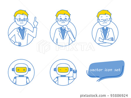 Teacher and robot icon illustration set (white background, vector, clipping) Teacher and robot icon illustration set (white background, vector, clipping) 93886924