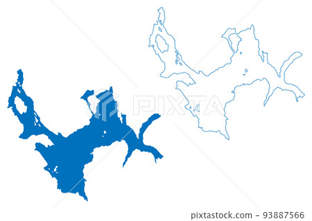 Lake Greve (South America, Republic of Chile) map vector illustration, scribble sketch map 93887566