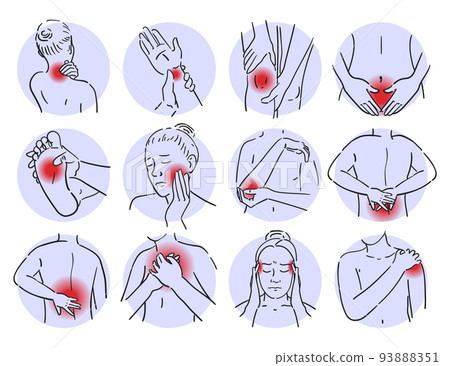Pain in differet areas of the body vector isolated Pain in differet areas of the body vector isolated 93888351