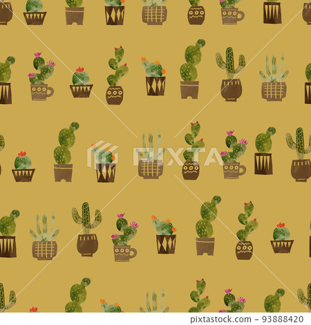 Cactus seamless pattern. Design for textiles, wallpaper, wrapping paper. Cactus seamless pattern. Design for textiles, wallpaper, wrapping paper. 93888420