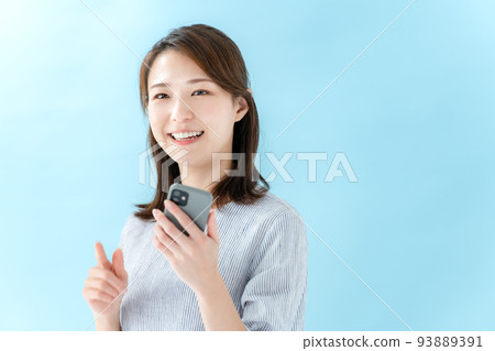 女人智能手機藍背 93889391