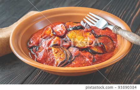 Fried eggplant with tomato sauce 93890384