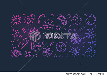 2020 - pandemic vector colored linear horizontal banner 93892991