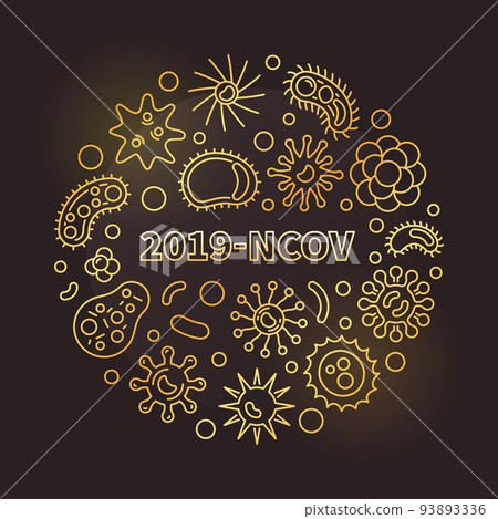 Vector 2019-NCOV concept outline golden round illustration Vector 2019-NCOV concept outline golden round illustration 93893336