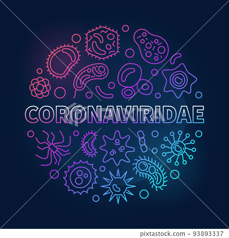 Coronaviridae vector concept outline colored round illustration Coronaviridae vector concept outline colored round illustration 93893337