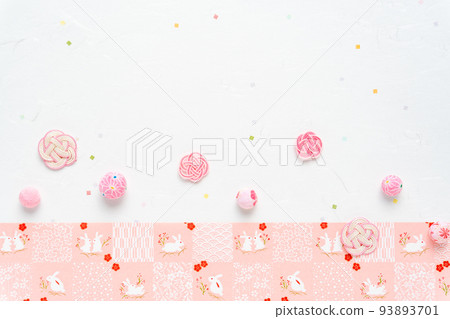 Japanese-style background accented with rabbit pattern Yuzen paper 93893701