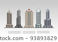 vector illustration tall colorful building icon set 93893829