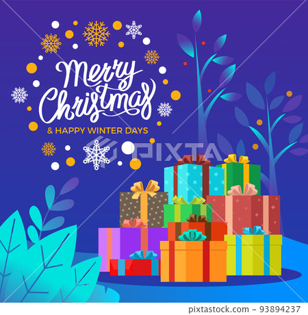 Merry Christmas and Happy New Year Greeting Vector 93894237