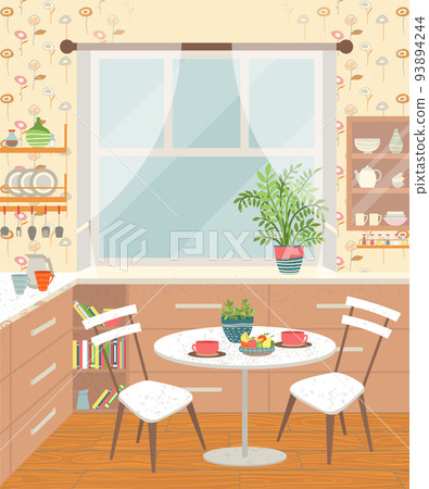 Dining Room Interior Kitchen with Table and Chairs Dining Room Interior Kitchen with Table and Chairs 93894244