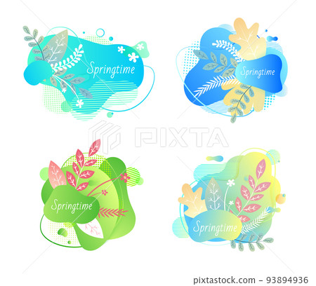 Springtime Banners Set with Floral Decoration Springtime Banners Set with Floral Decoration 93894936