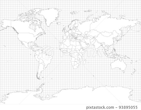 World simple outline blank map 93895055