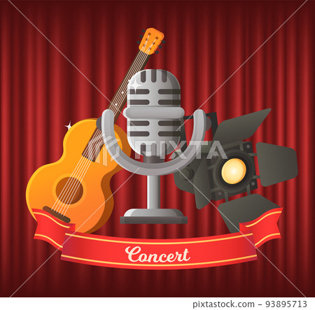 Concert Musical Instrument and Vintage Mike Vector 93895713