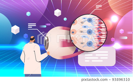 doctor examining detailed explanation human eye structure internal organ structure detailed eyeball medical healthcare 93896310