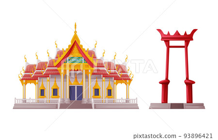 Marble Temple and Giant Swing as Thailand Symbol and Famous Landmark Vector Set Marble Temple and Giant Swing as Thailand Symbol and Famous Landmark Vector Set 93896421