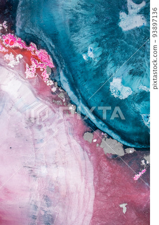 Petri art - a modern technique in painting, is created by adding alcoholic ink to epoxy. Macro photo can be used as a trendy background for wallpapers, posters, cards, invitations, websites.  93897136