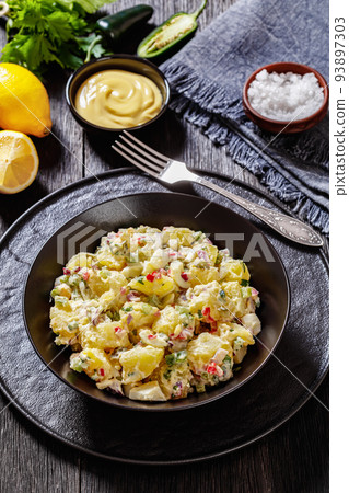 shout hallelujah potato salad in black bowl shout hallelujah potato salad in black bowl 93897303
