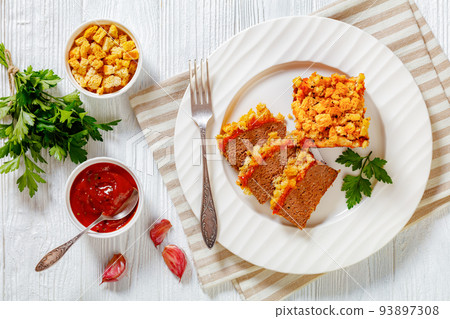 Meatloaf and Stuffing Casserole ground beef dinner 93897308