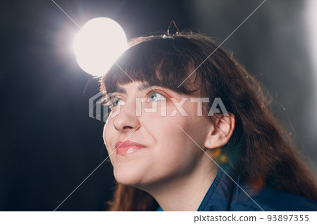 Young sporty woman 80 and 90's style. 90s fashion positive girl 93897355