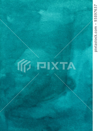 Watercolor deep sea green background texture. Aquarelle abstract turquoise backdrop. Blue-green stains on paper. Watercolor deep sea green background texture. Aquarelle abstract turquoise backdrop. Blue-green stains on paper. 93897637