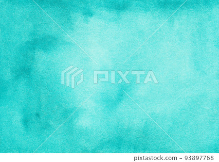 Watercolor deep turquoise blue gradient background texture. Stains on paper 93897768