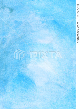 Watercolor light blue background texture. Watercolour sky blue stains on paper. 93897791