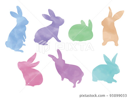 Rabbit silhouette, watercolor style, colorful 93899033