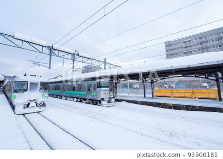 [Otaru Station] Trains arriving and waiting to depart 93900181